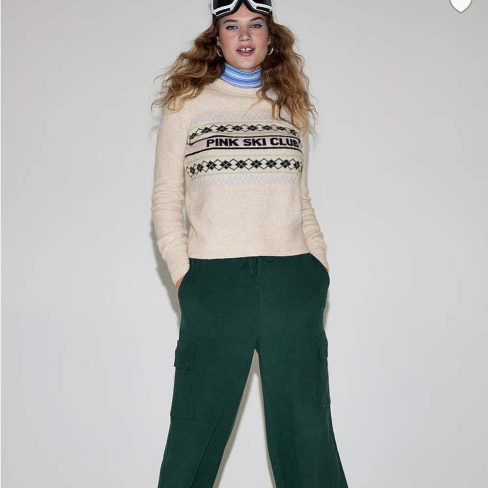 Cream 'PINK SKI CLUB' Fair Isle Pullover